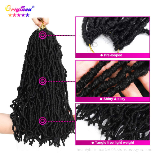 Wholesale 14 18 24 36 inch Synthetic Crochet Braid Hair Extensions Ombre Faux locs Hair Pre Looped Crochet Hair